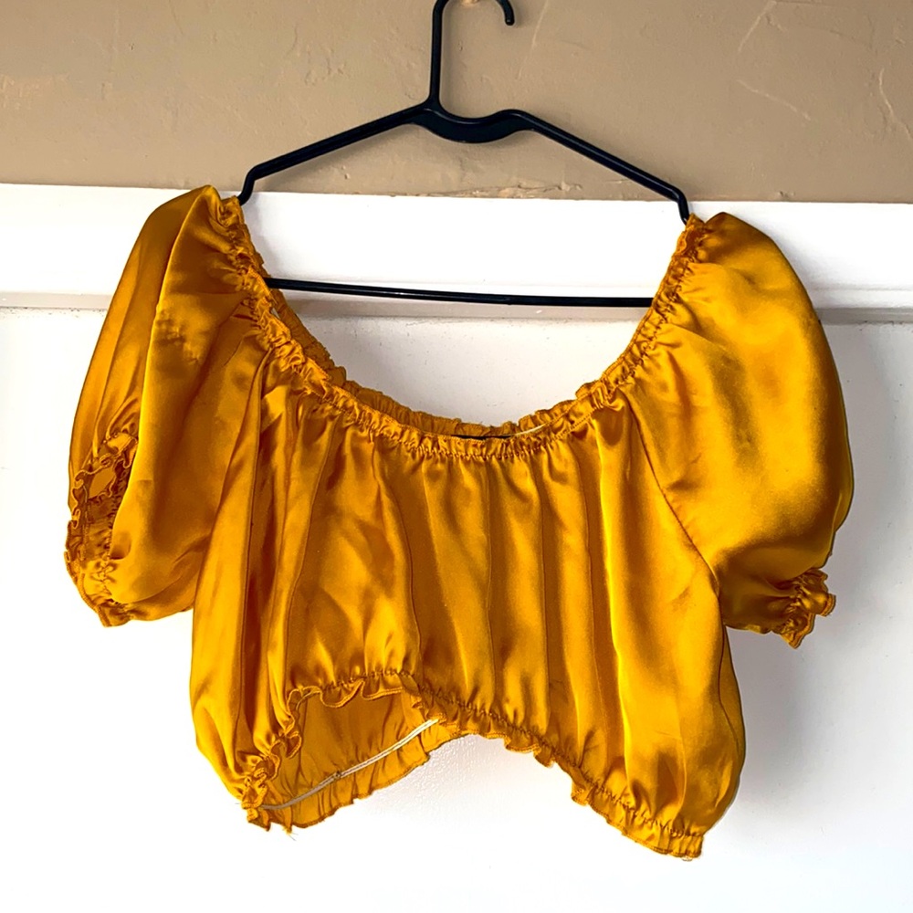Golden yellow silk chop top